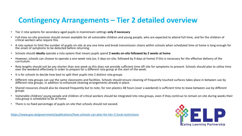 contingency arrangements tier 2 detailed overview