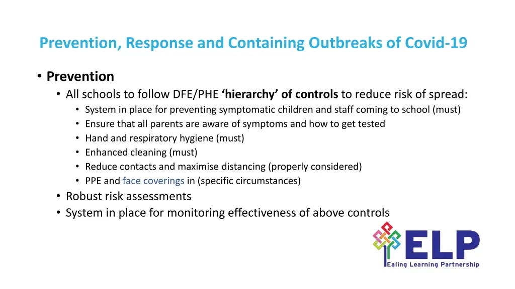 prevention response and containing outbreaks