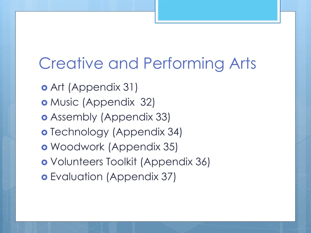 creative and performing arts