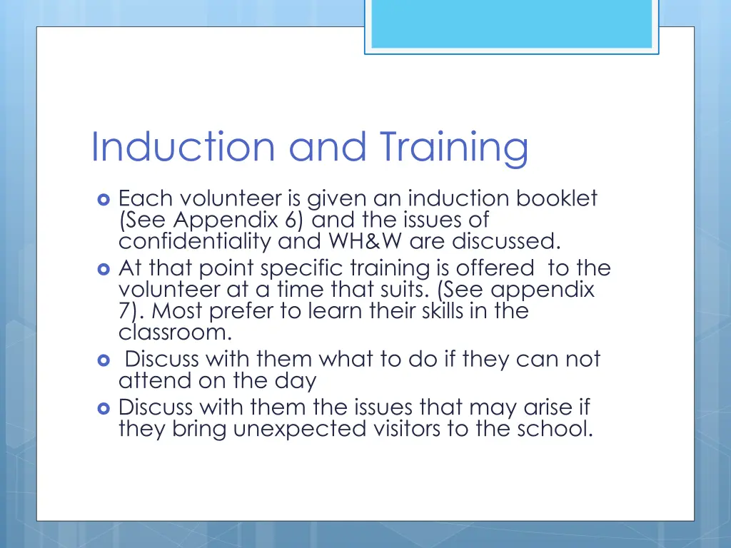 induction and training