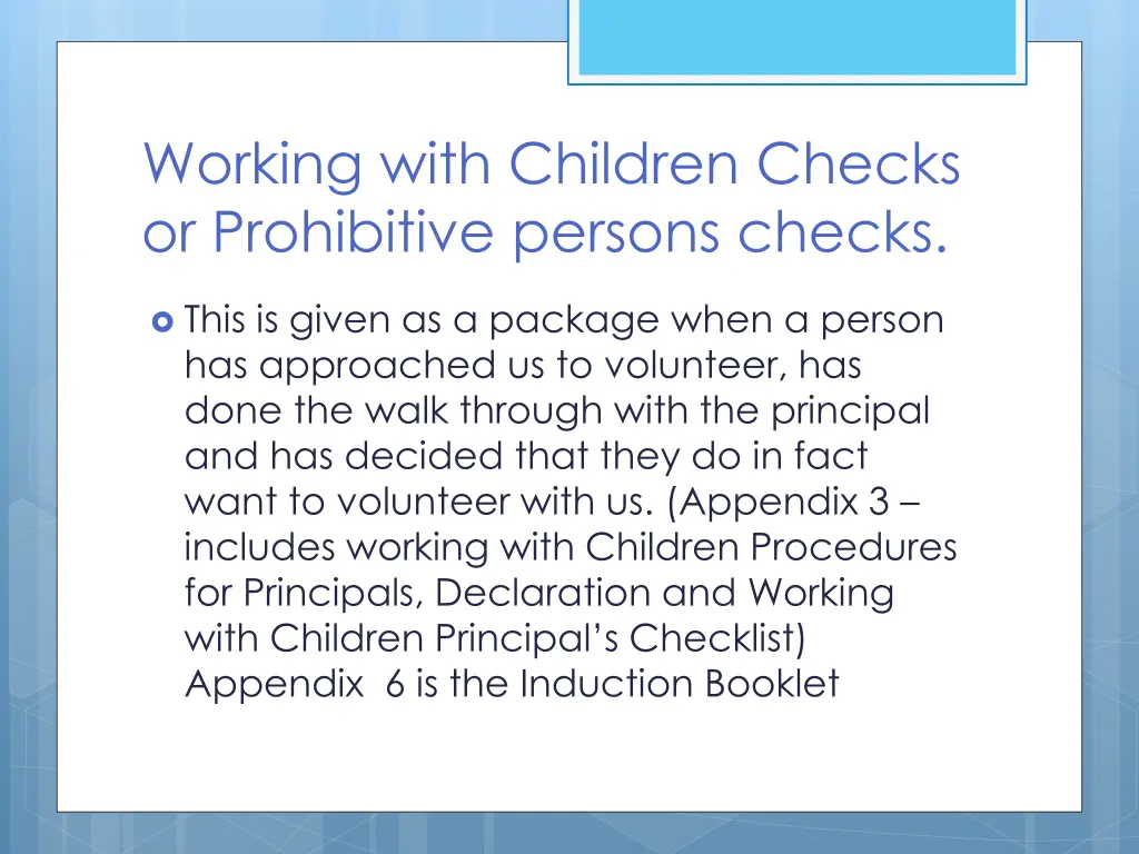 working with children checks or prohibitive