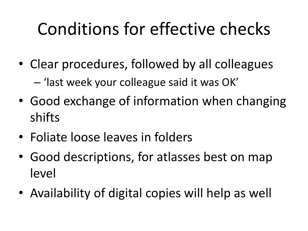 conditions for effective checks