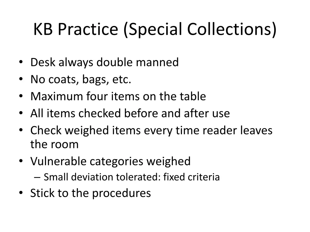 kb practice special collections