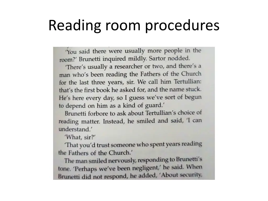 reading room procedures