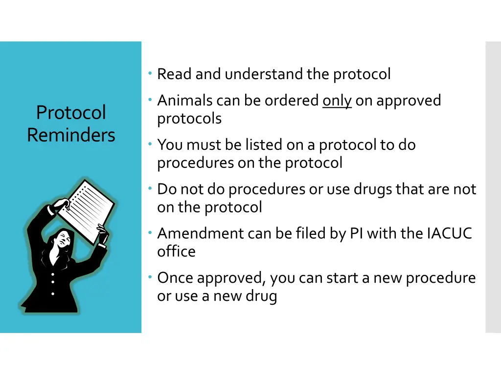 read and understand the protocol animals