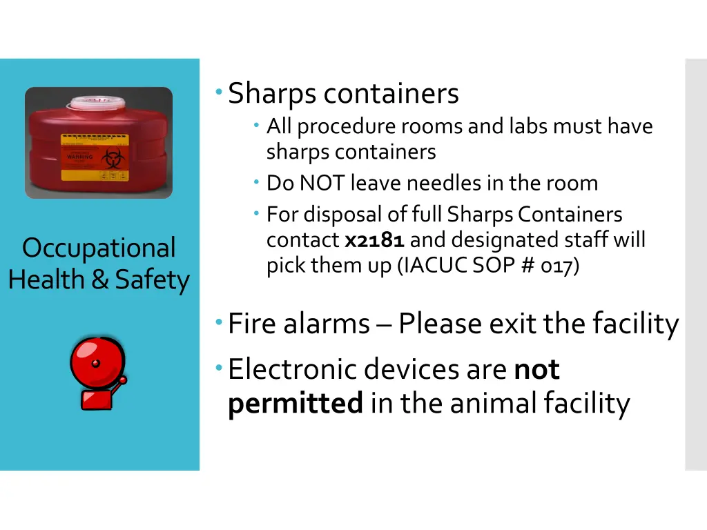 sharps containers all procedure rooms and labs