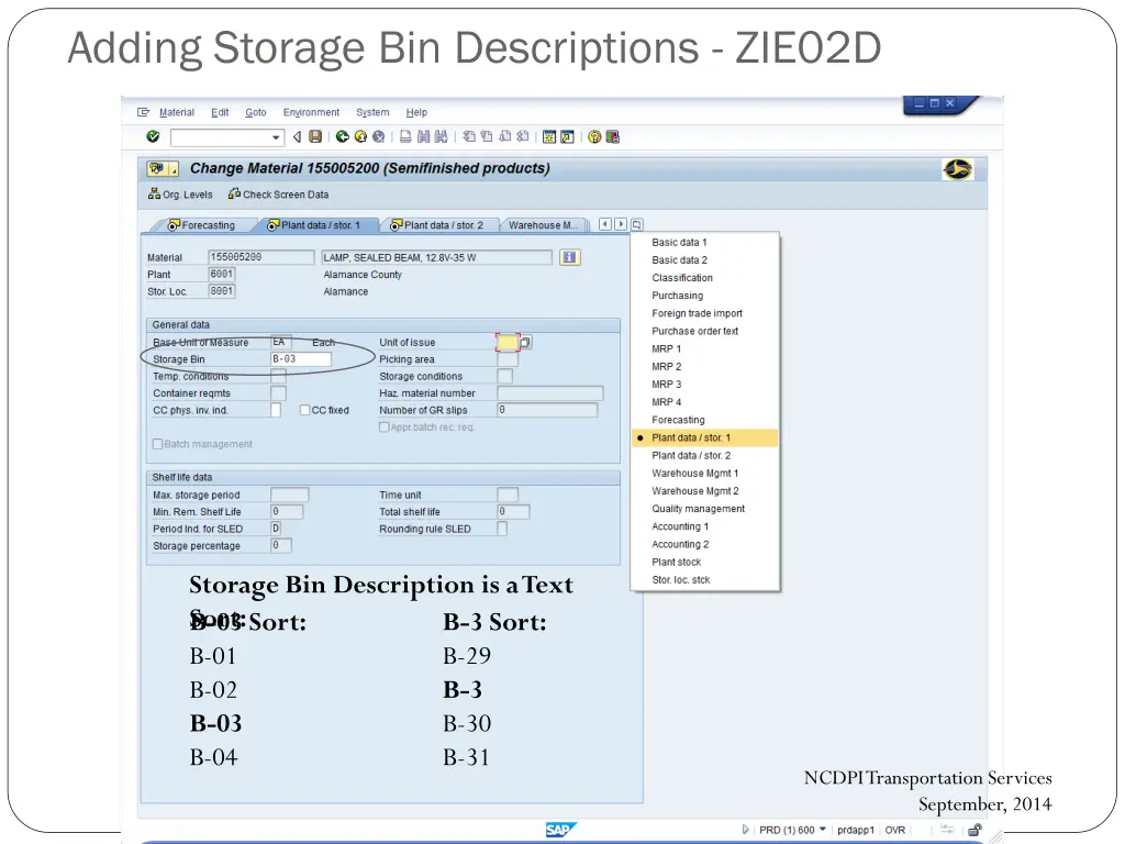 adding storage bin descriptions zie02d