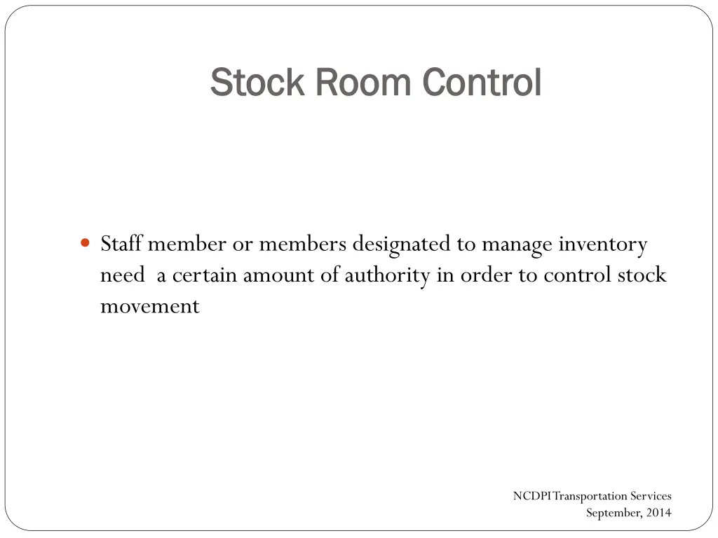 stock room control stock room control