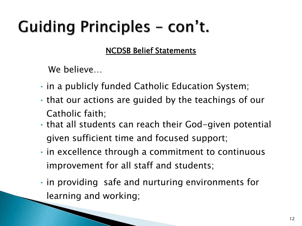 ncdsb belief statements