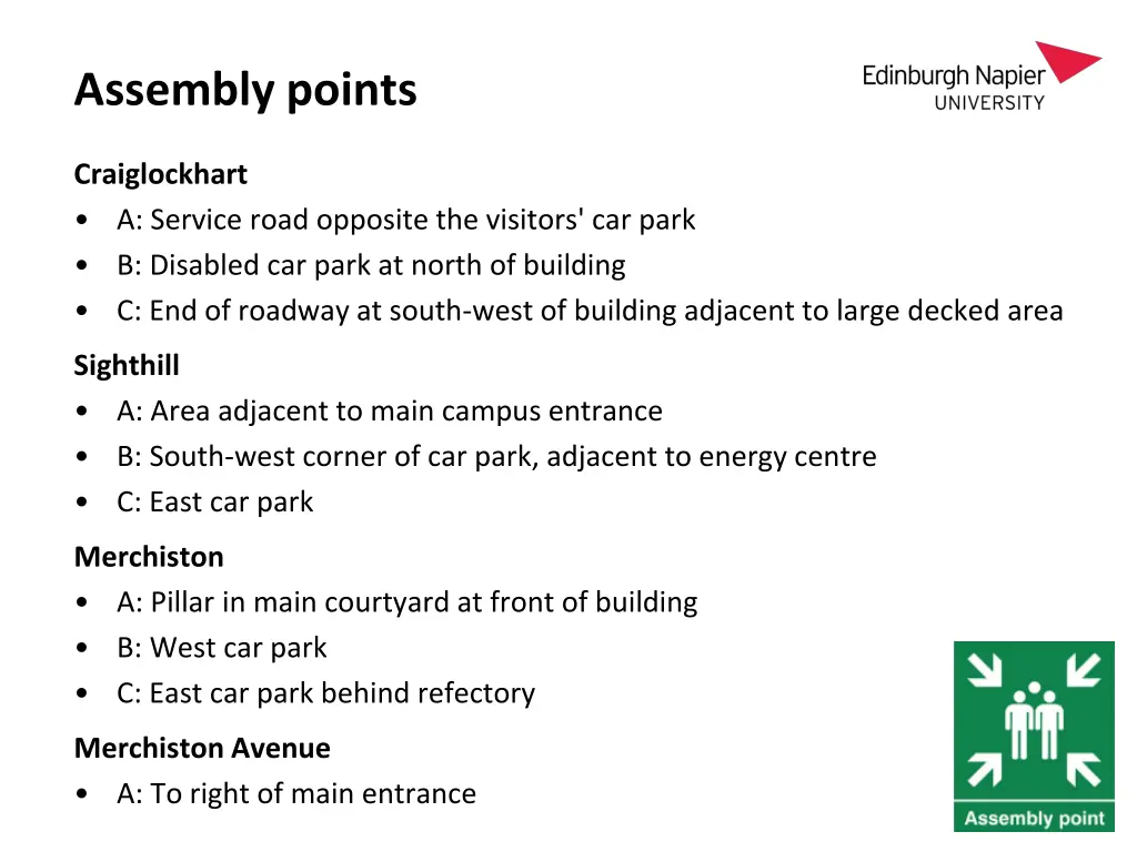 assembly points