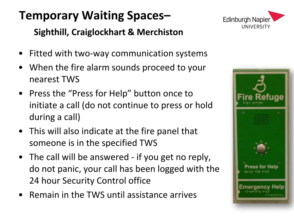 temporary waiting spaces sighthill craiglockhart