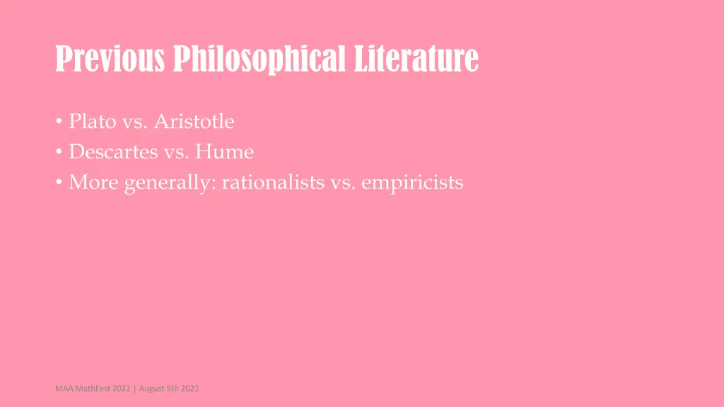 previous philosophical literature