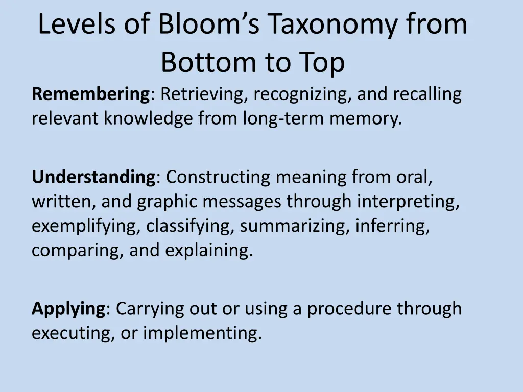 levels of bloom s taxonomy from bottom