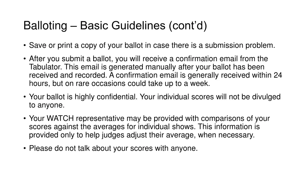 balloting basic guidelines cont d