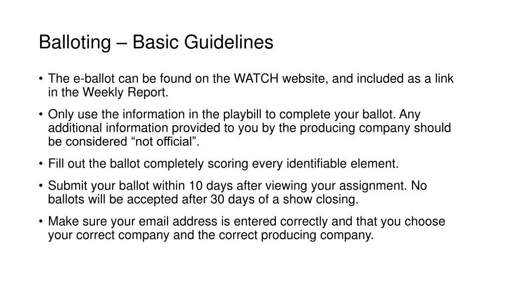 balloting basic guidelines