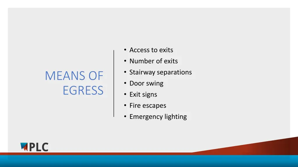 access to exits number of exits stairway