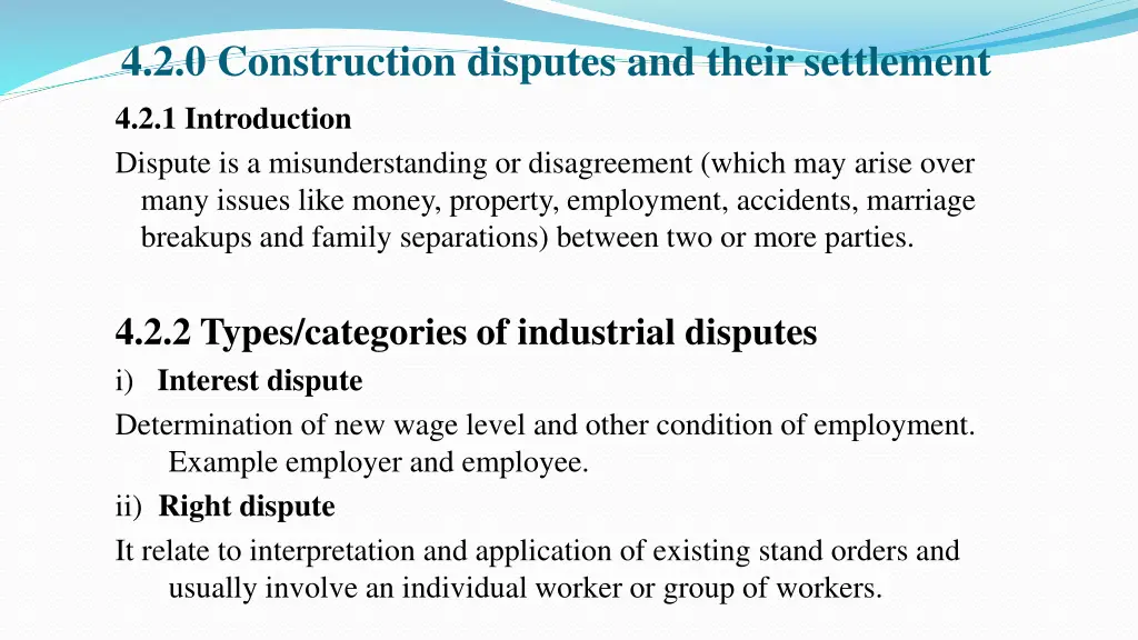 4 2 0 construction disputes and their settlement