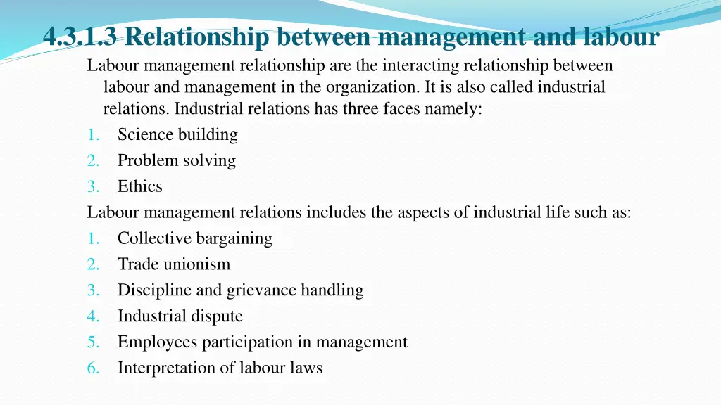 4 3 1 3 relationship between management