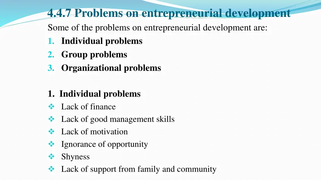 4 4 7 problems on entrepreneurial development