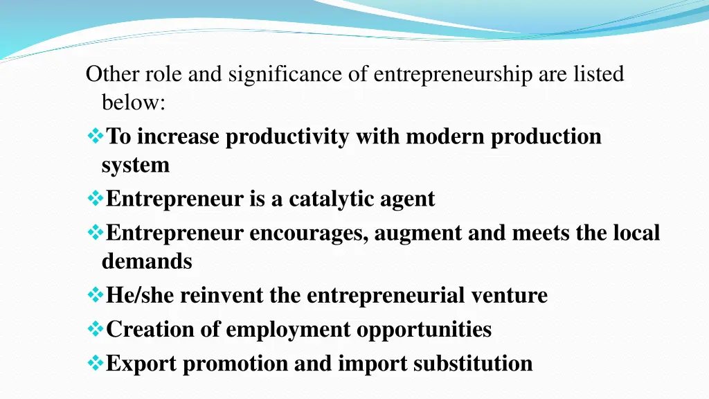 other role and significance of entrepreneurship