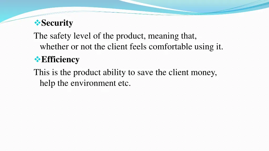 security the safety level of the product meaning