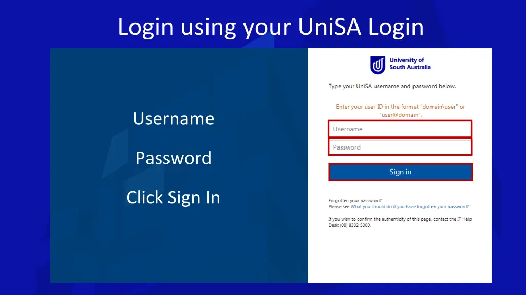 login using your unisa login