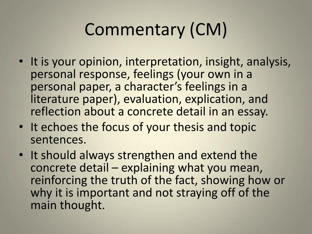 commentary cm