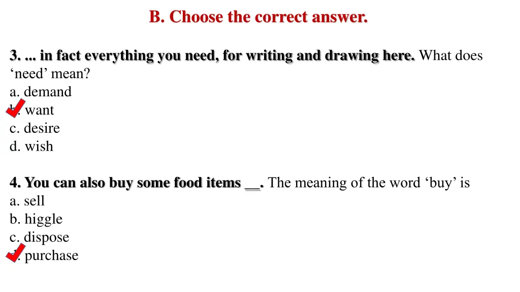 b choose the correct answer 1