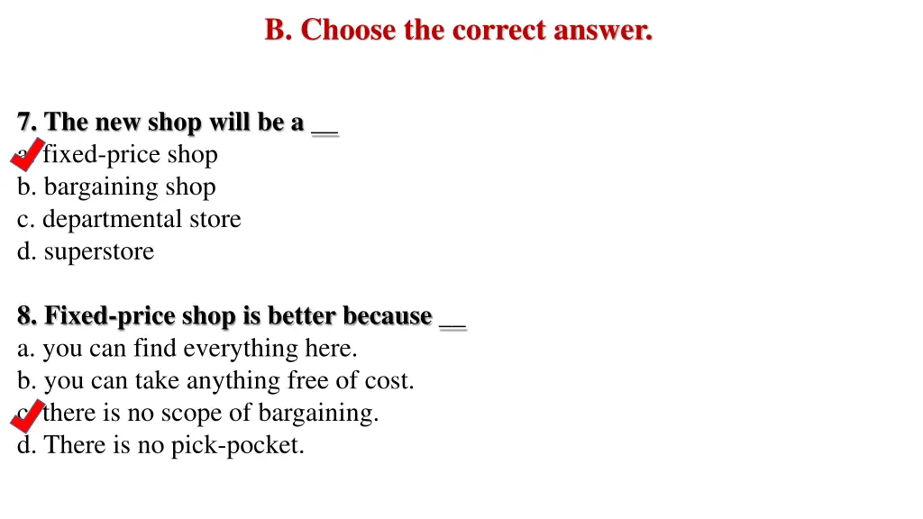 b choose the correct answer 3