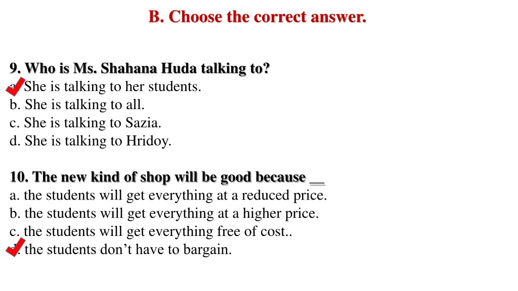 b choose the correct answer 4