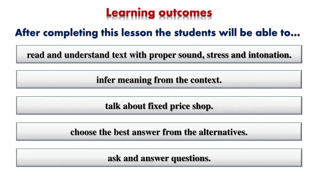 learning outcomes