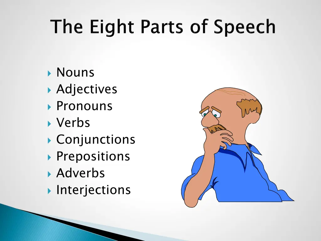 nouns adjectives pronouns verbs conjunctions