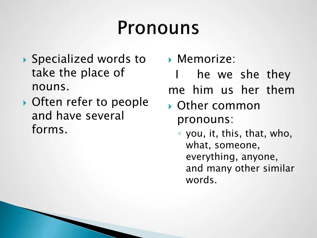 specialized words to take the place of nouns 1