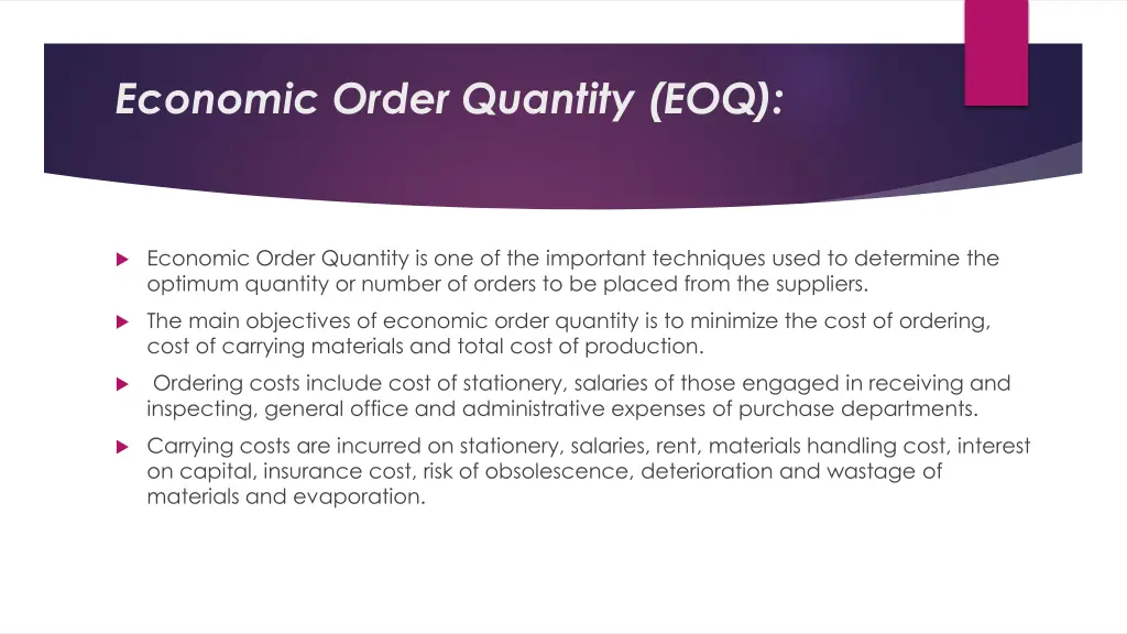 economic order quantity eoq