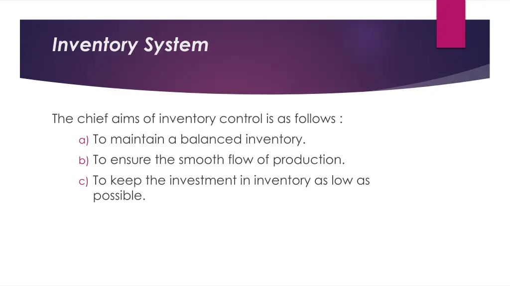 inventory system