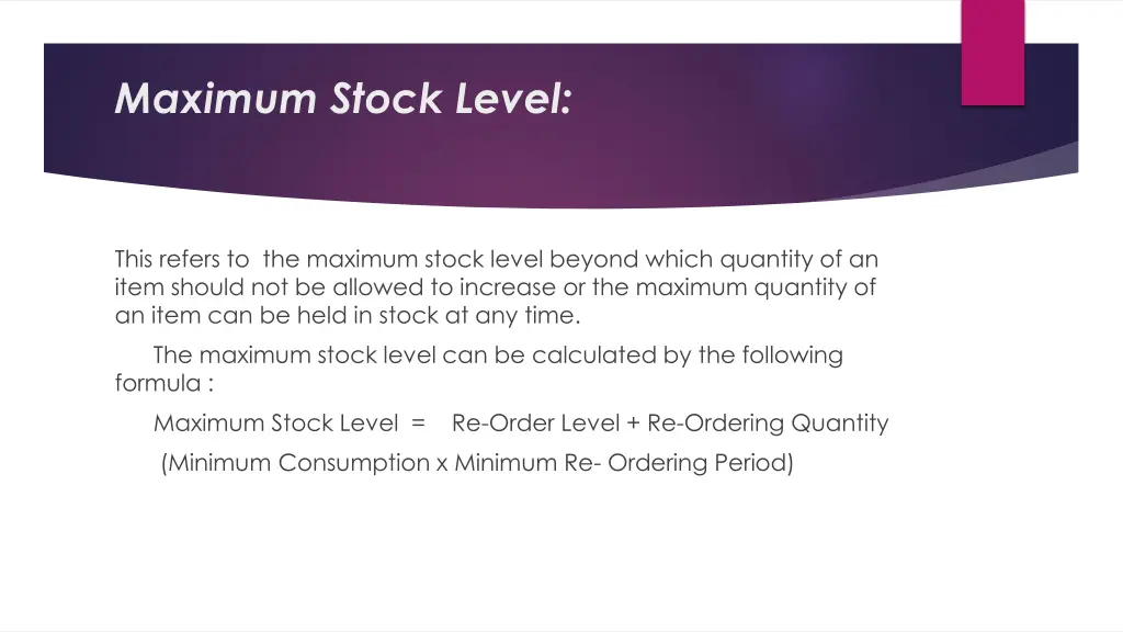 maximum stock level