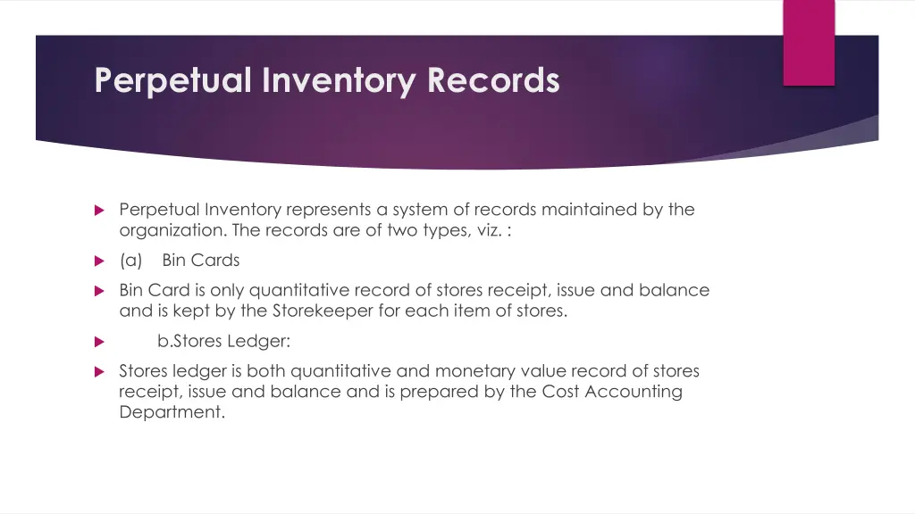 perpetual inventory records