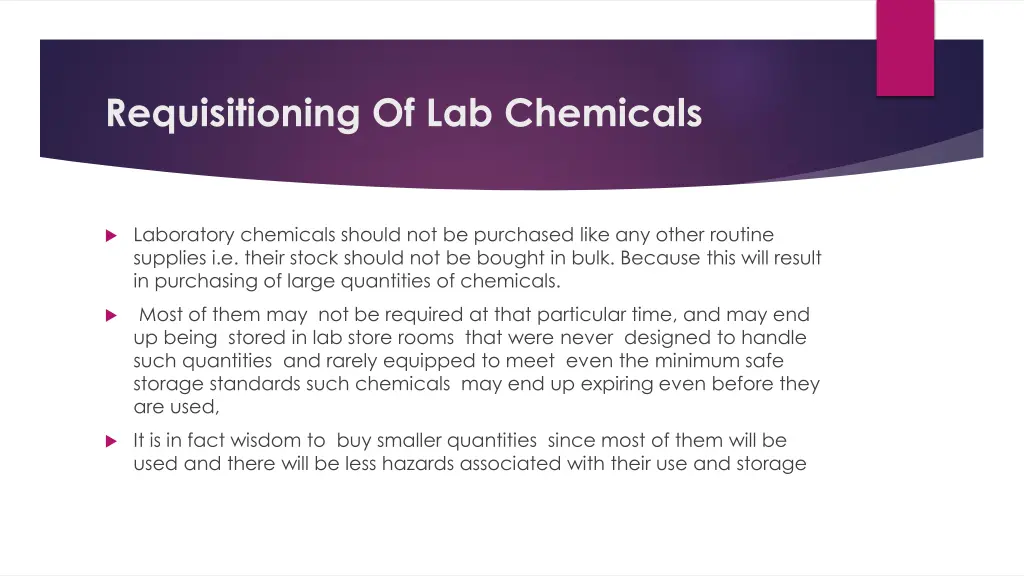 requisitioning of lab chemicals