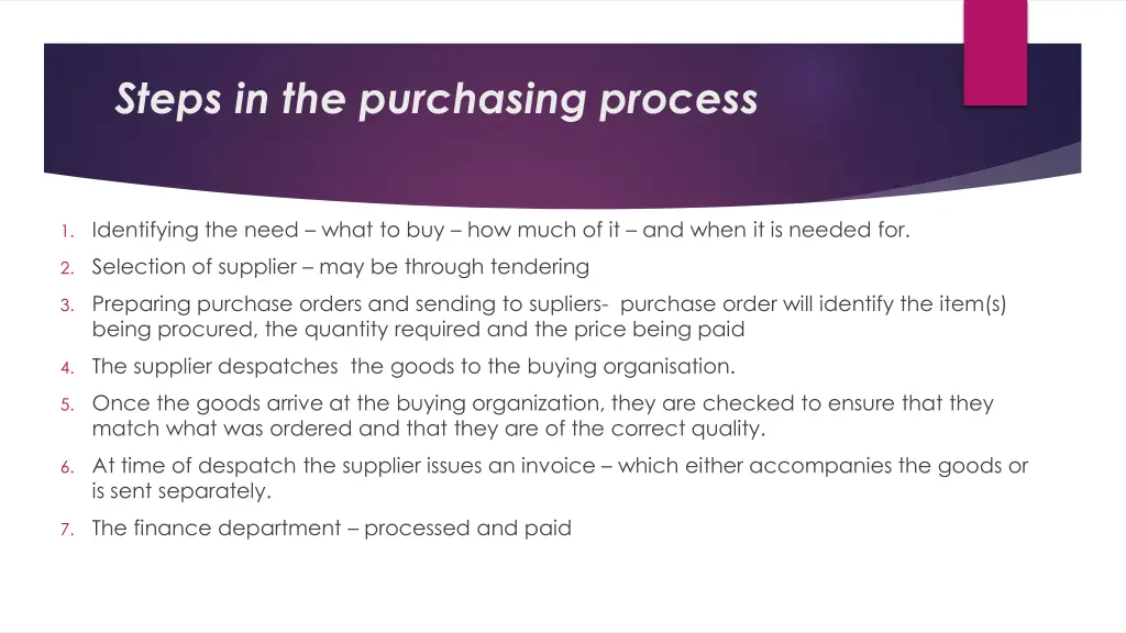 steps in the purchasing process