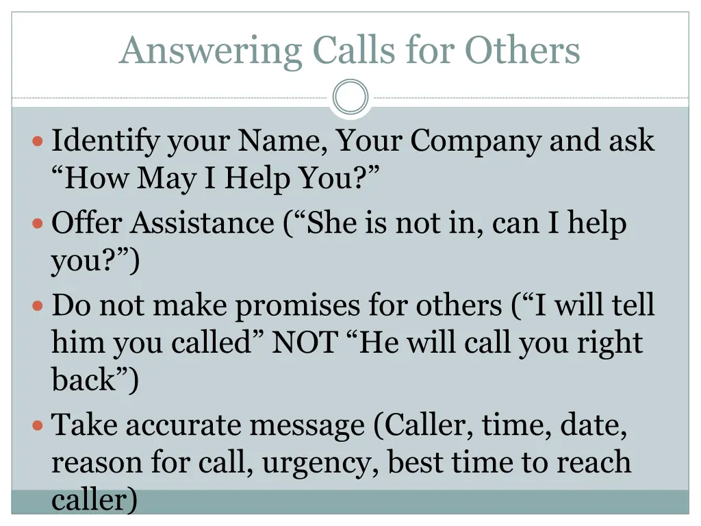 answering calls for others