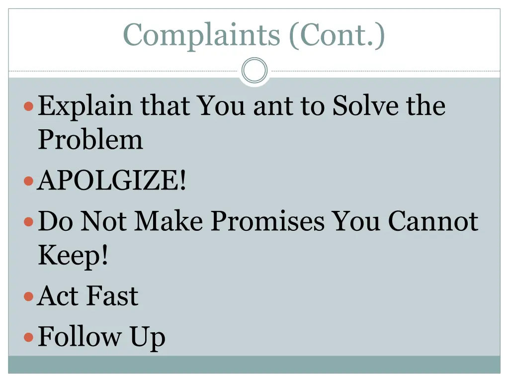 complaints cont