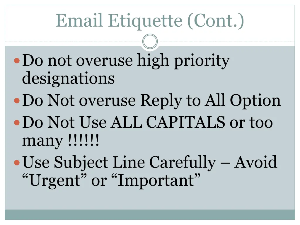 email etiquette cont