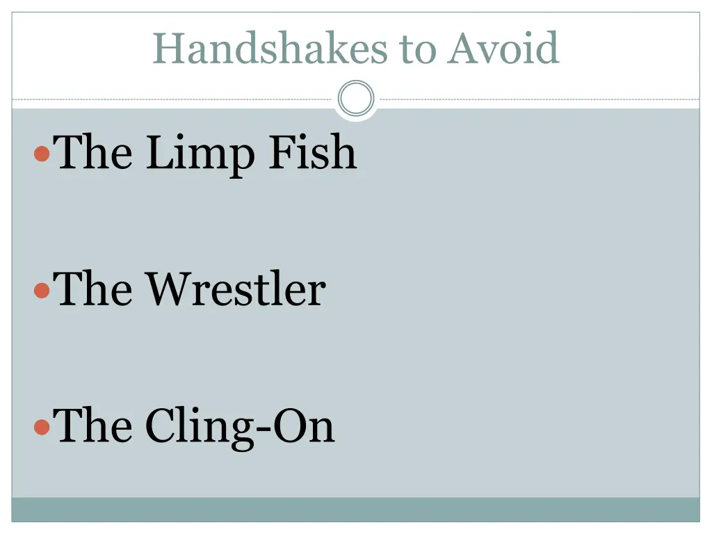 handshakes to avoid