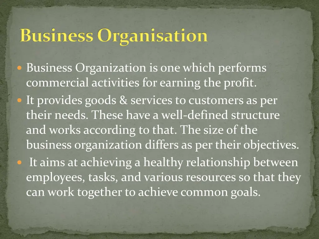 business organisation