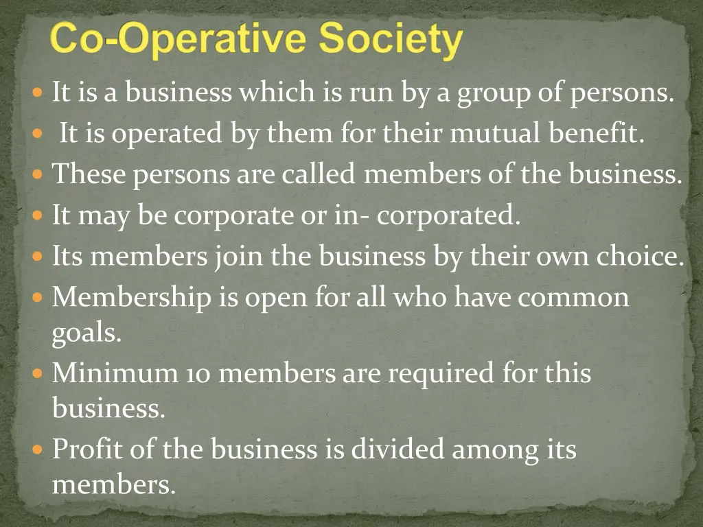 co operative society