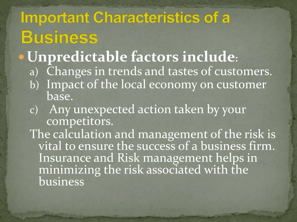 important characteristics of a business 2