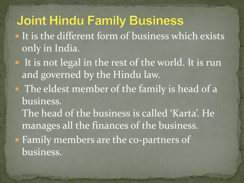 joint hindu family business it is the different