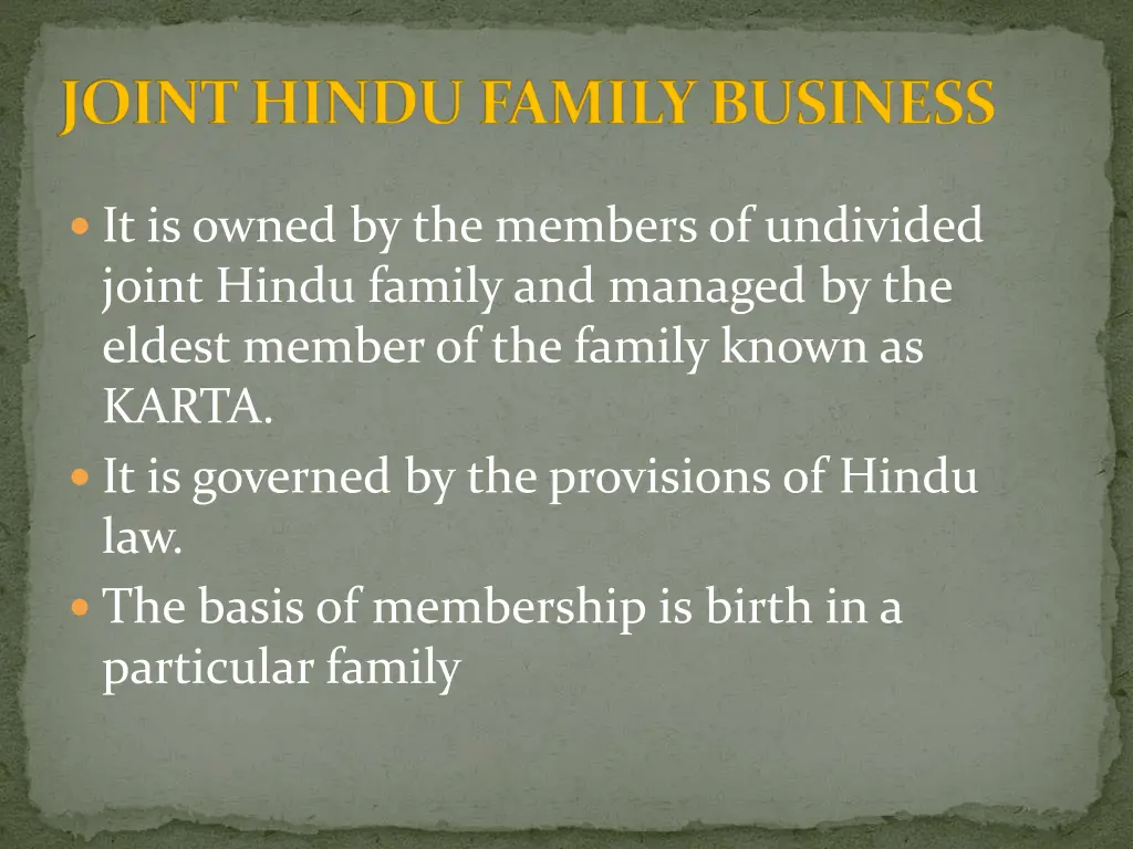 joint hindu family business