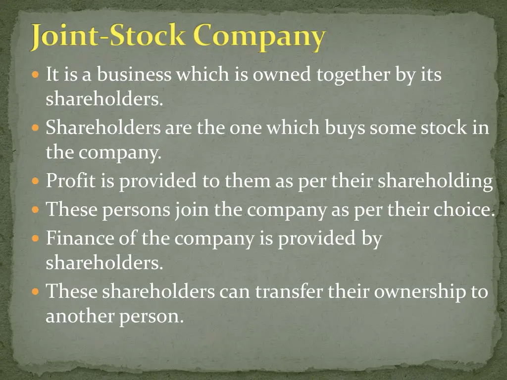 joint stock company