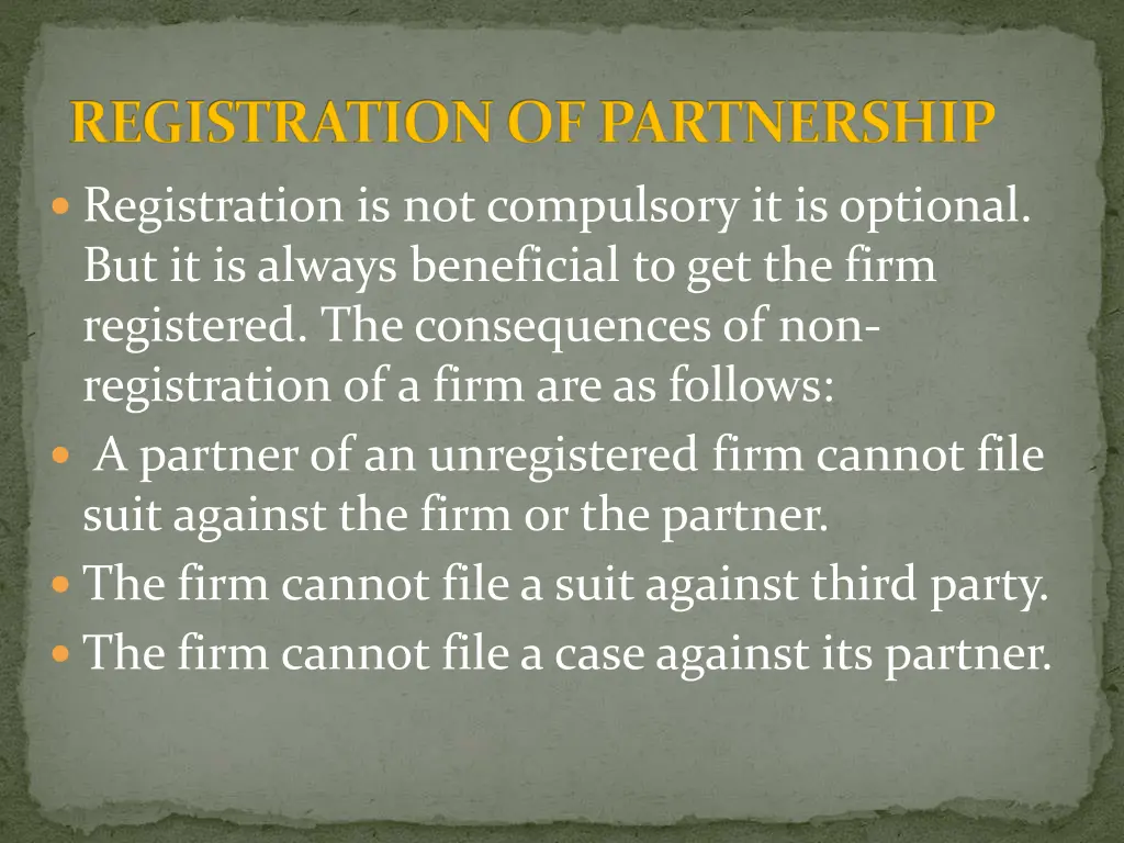 registration of partnership